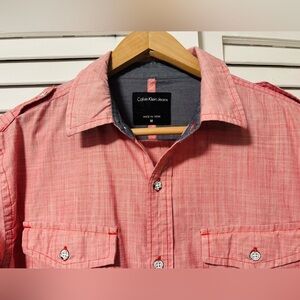 Calvin Klein Jeans Men's Coral Button-Down Shirt